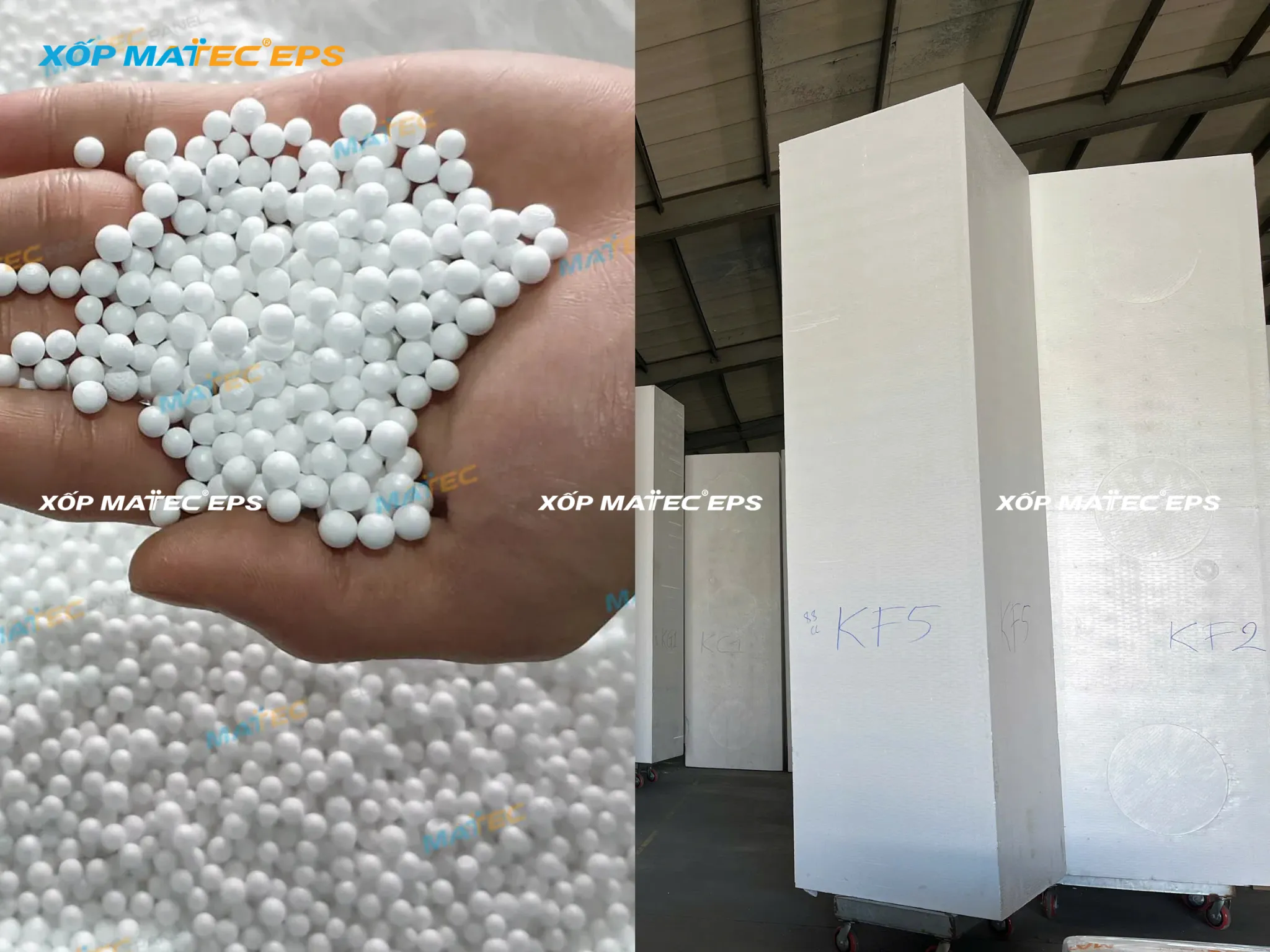 Từ hạt xốp nhỏ đúc thành khối xốp lớn